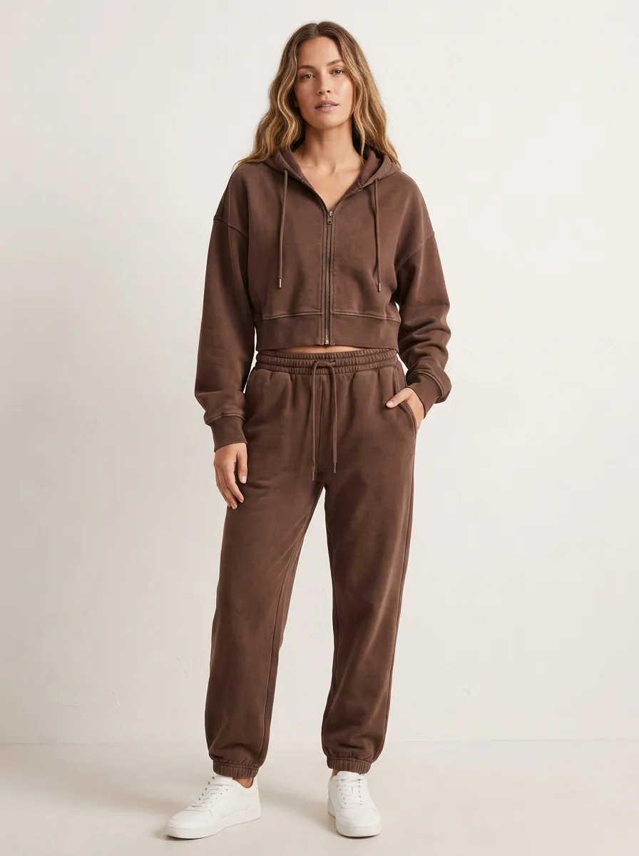 Studio Zip-Up Jogger Women's Cropped Zip-Up Hoodie Jogger Active Set