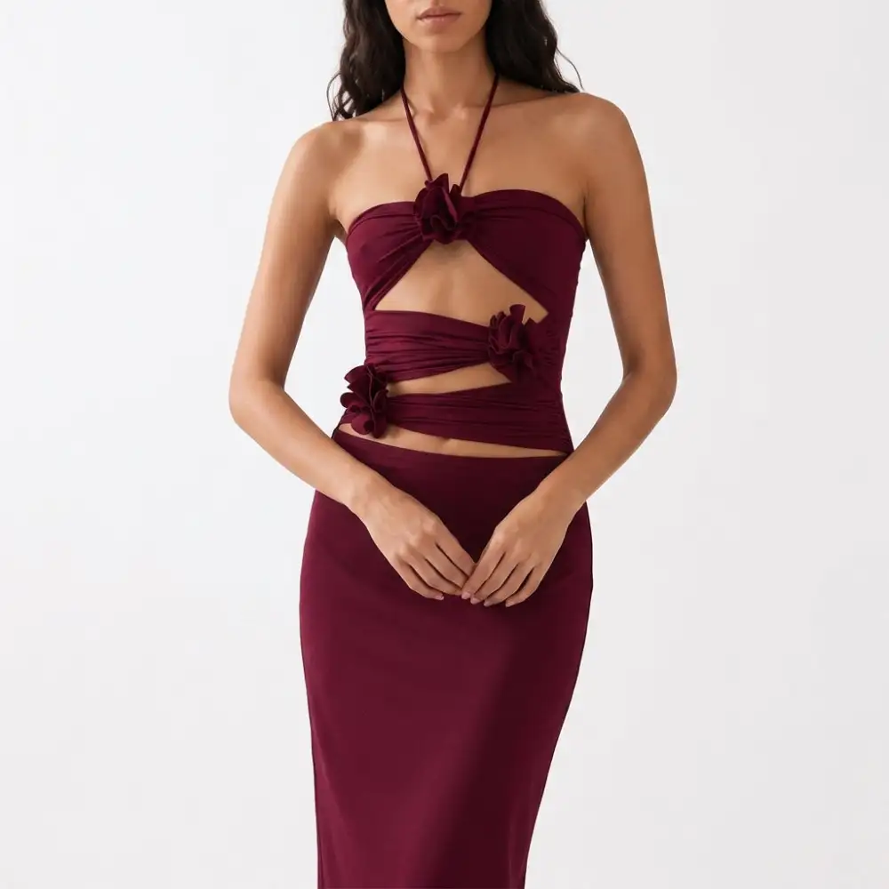 Draped Halter Maxi Dress