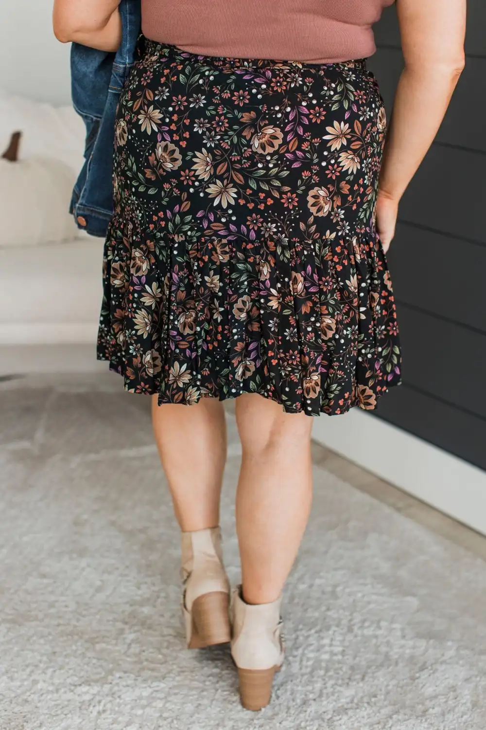 Elastic Waist Floral Everyday Relaxed Skirt