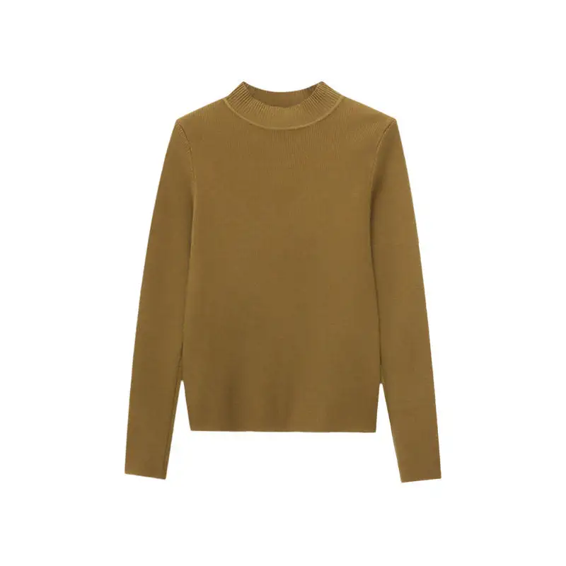 Textured Semi High Neck Knit Sweater