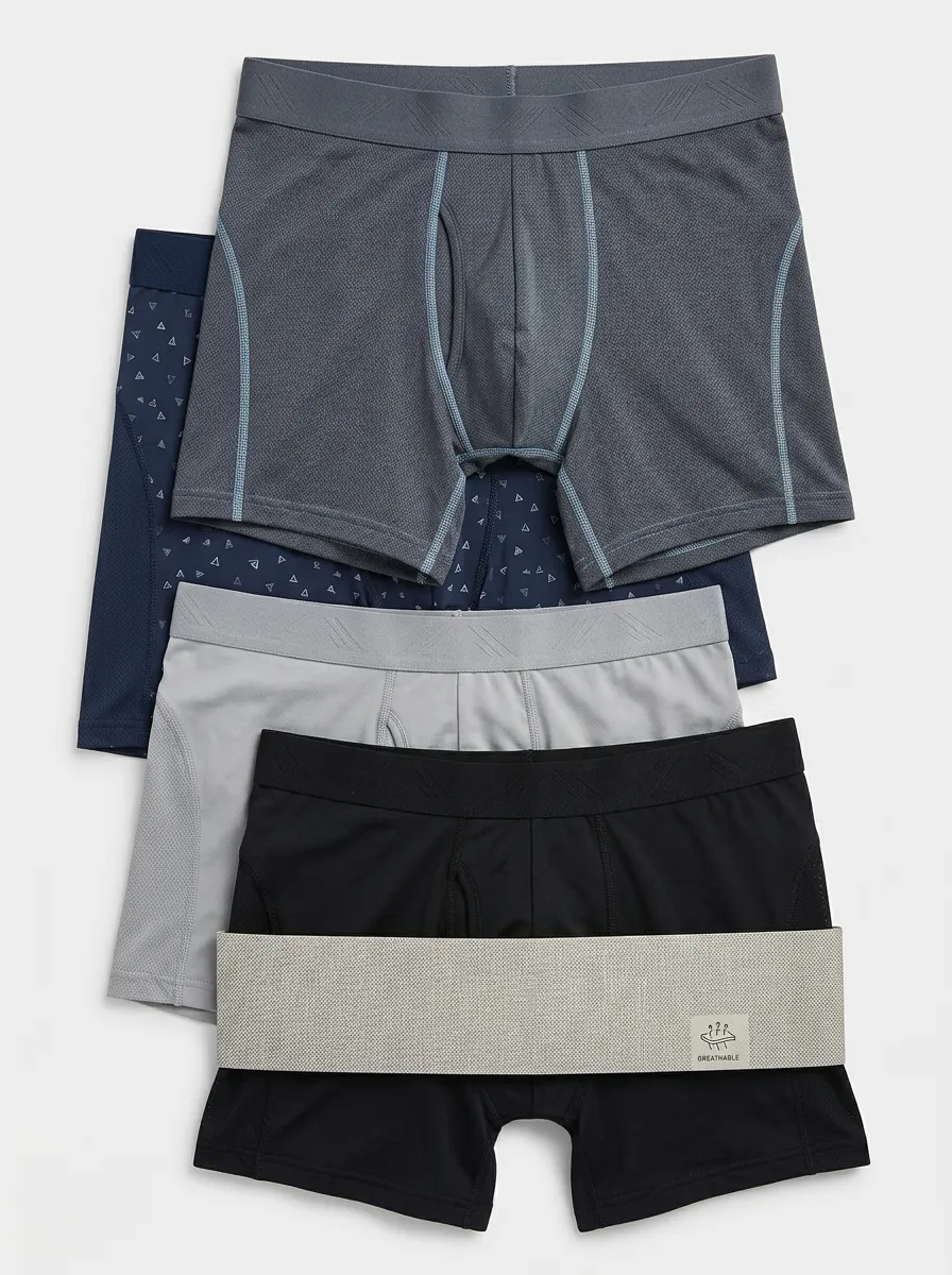 Heritage Geometric Printed Street Look Men's Four Pack Boxer Briefs