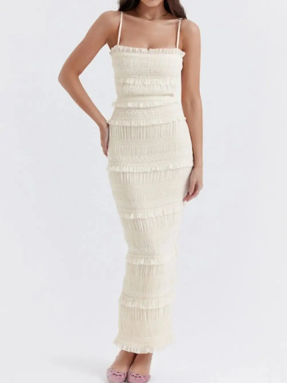 Wearable Cut Ruffle Tiered Maxi Dress