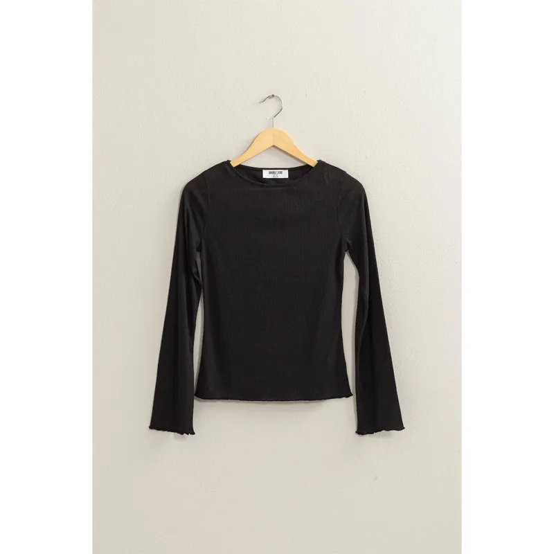 Relaxed Ribbed Long Sleeve Top