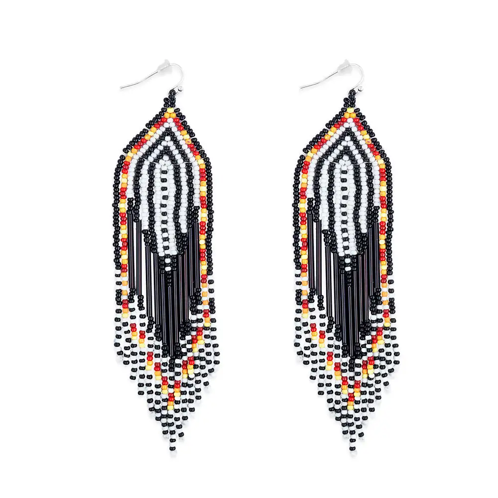 Curved Crisp Artful Beaded Earrings