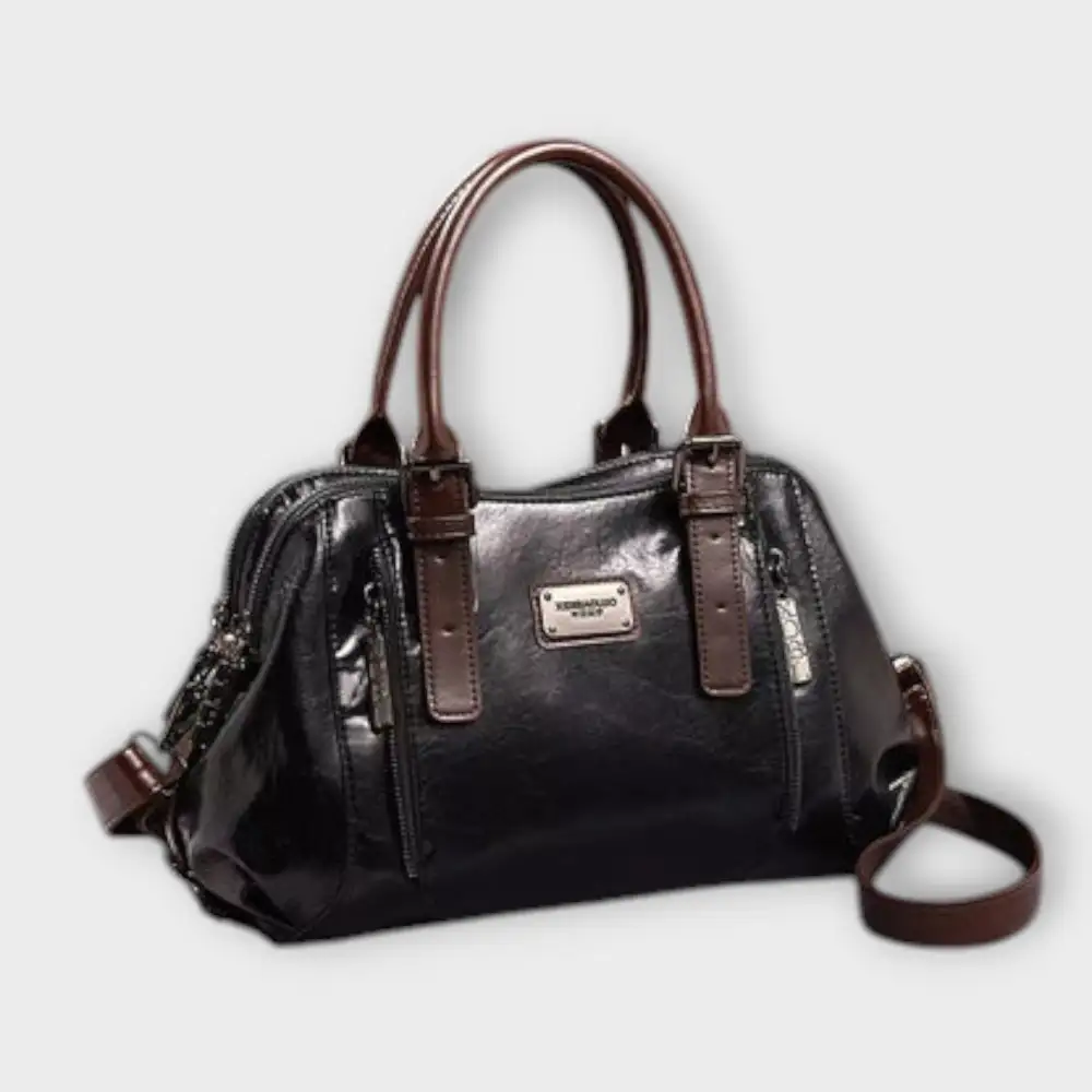 Faux Leather Crochet Shoulder Bag