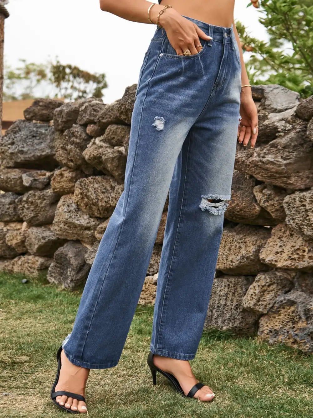 Clean Cut Drawstring Denim Jeans