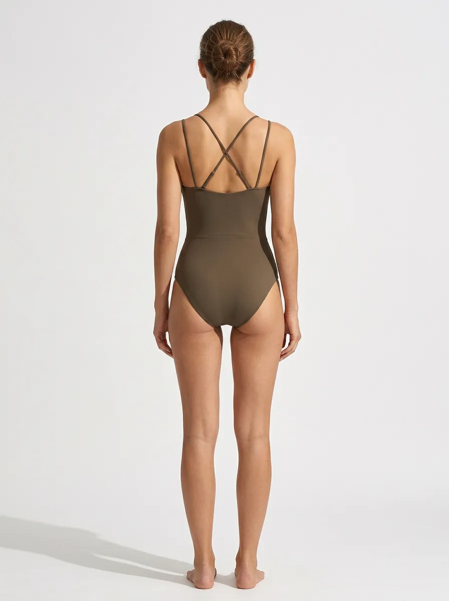 Women's Spaghetti-Strap Twist-Front Twist One-Piece Swimsuit