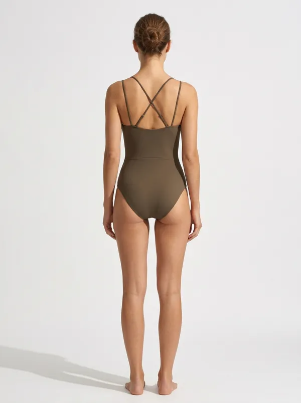 Women's Spaghetti-Strap Twist-Front Twist One-Piece Swimsuit