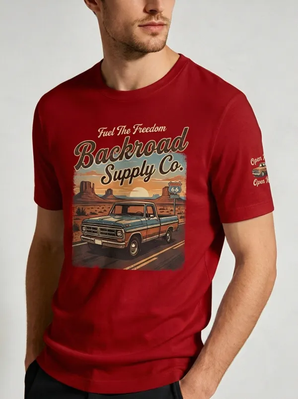 Men's Vintage Route 66 Truck Desert Landscape Printed T-shirt