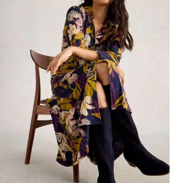 Shirt-Dress Jersey Women's Midi Dress