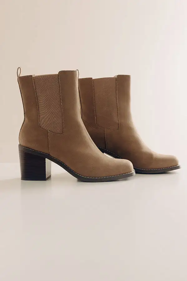 Faux Nubuck High Heel Ankle Boots