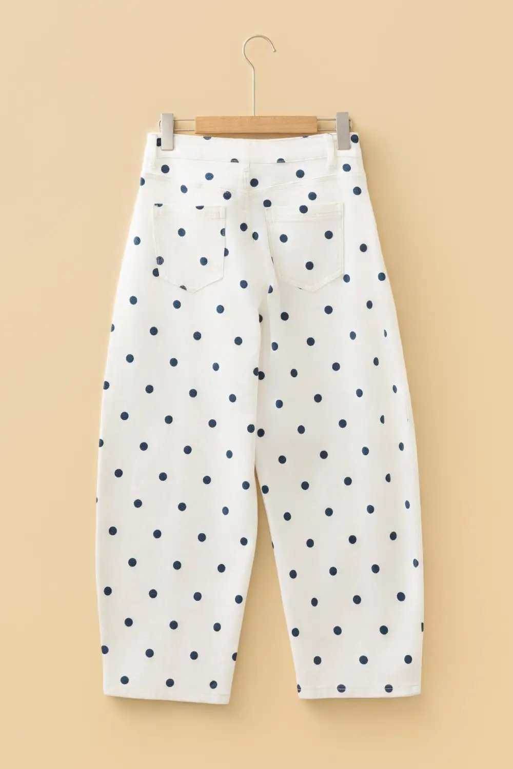 Polka Dot Relaxed Fit Barrel Leg Cropped Casual Jeans