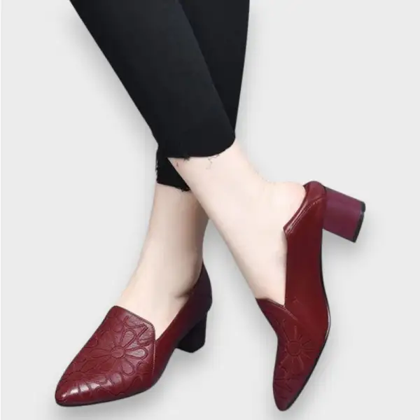Leather Vegan Leather Block Heel Classic Pumps