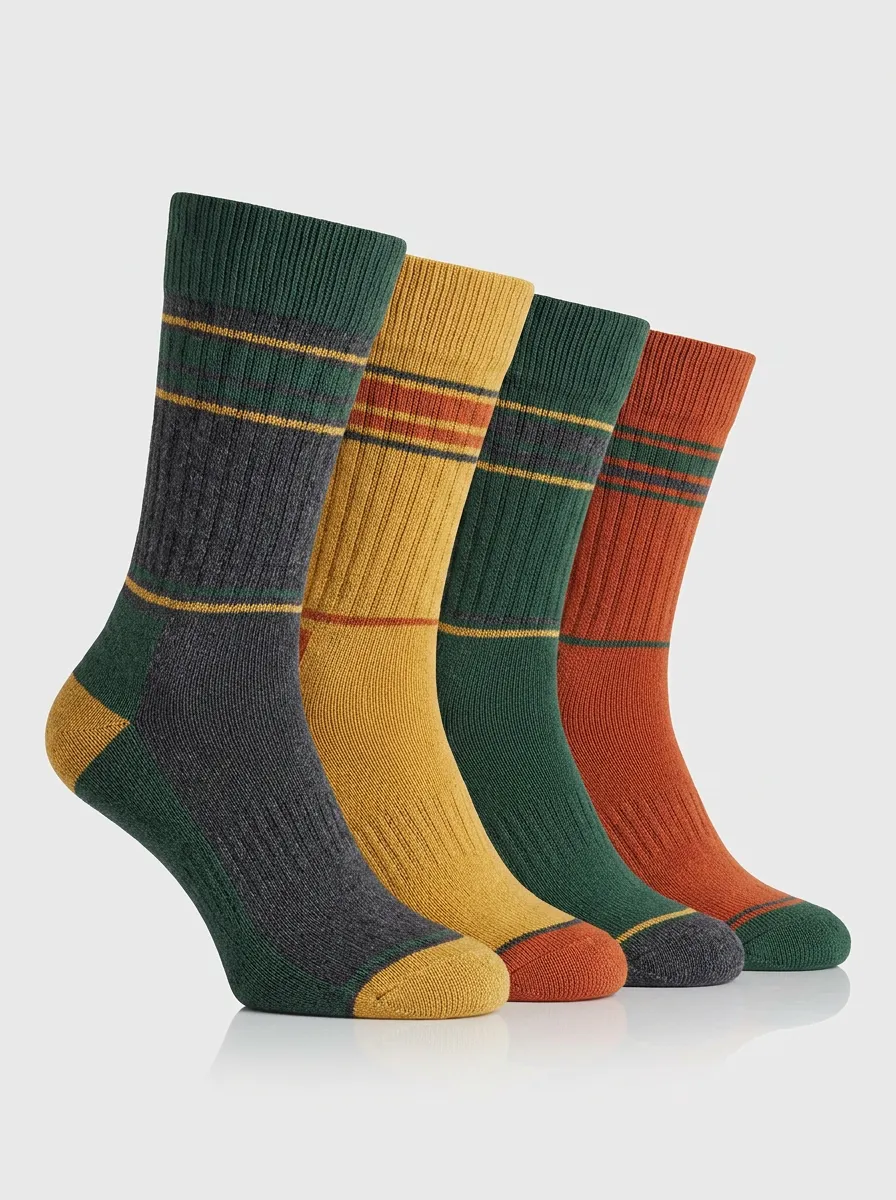 Vintage-Inspired Ribbed Men's Four-Pair Long Socks