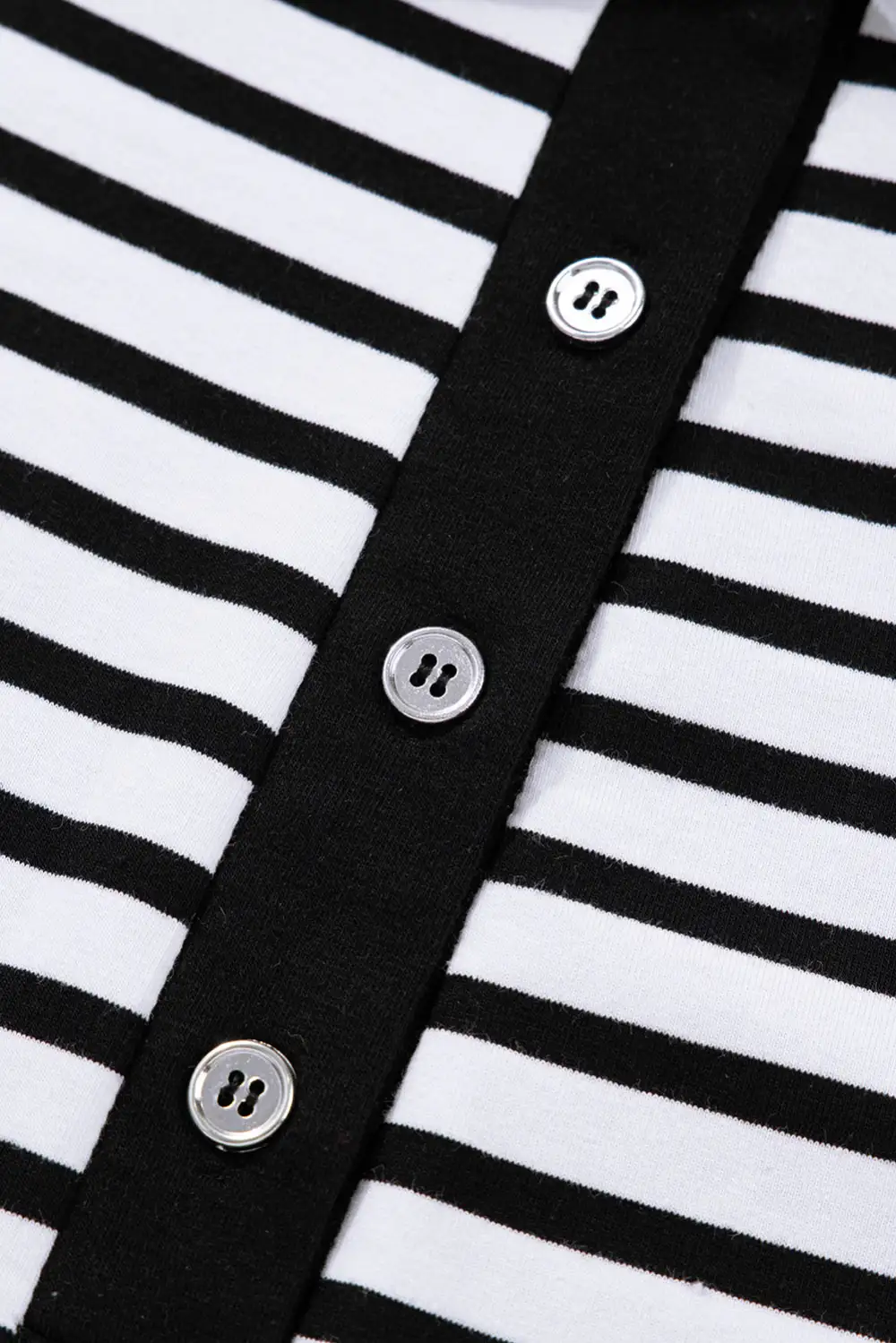 Finish Striped Button Front Pocketed Shirt Dress