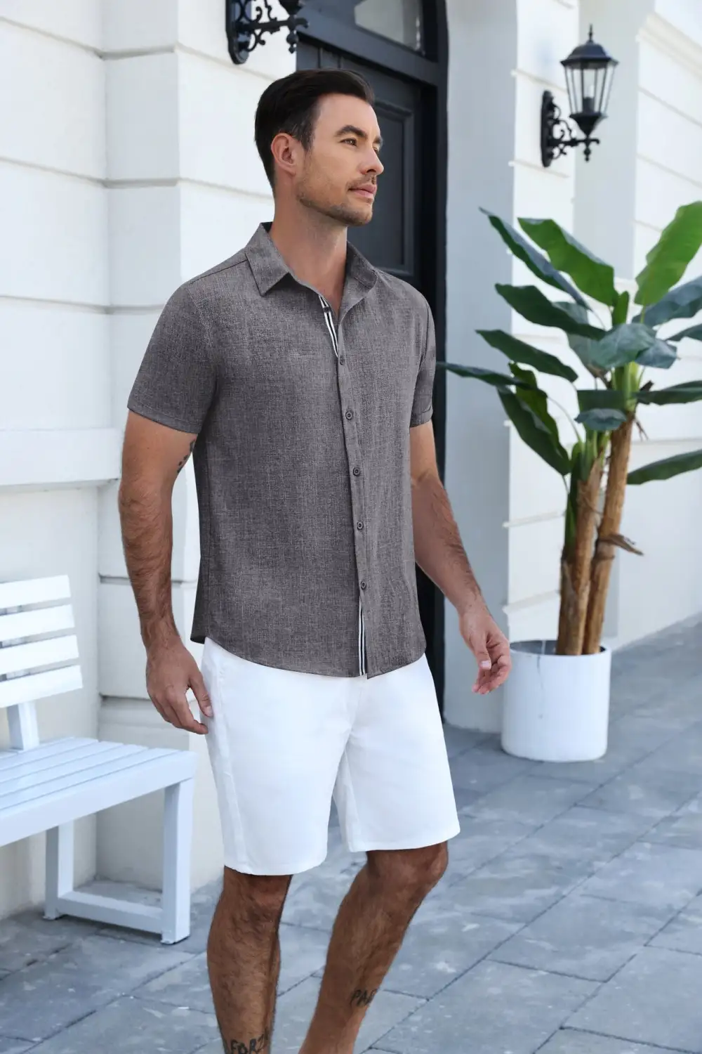 Timelss Contrast Placket Short Sleeve Shirt