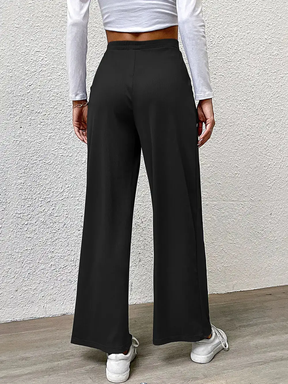 High Waist Straight Leg Pocketed Versatile Pants