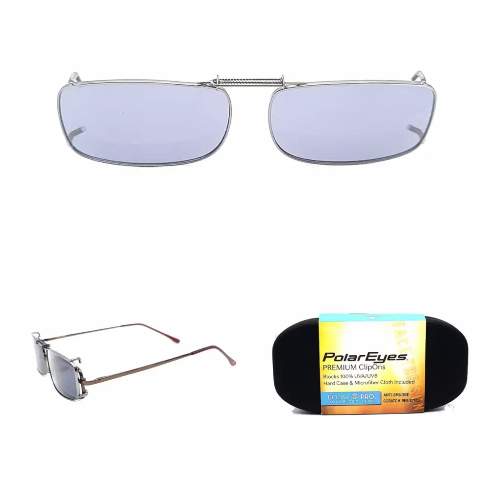 Amber Lens 52mm Rectangular Polarized Clip-On Sunglasses