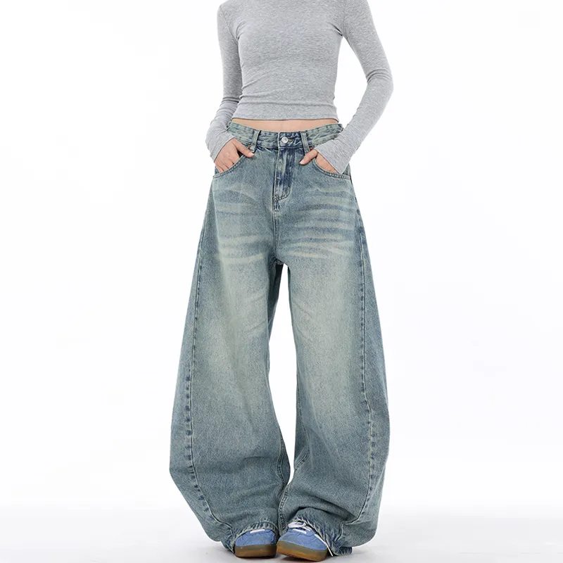 Streetwear Wide Leg Curved Leg Banana Leg Jeans