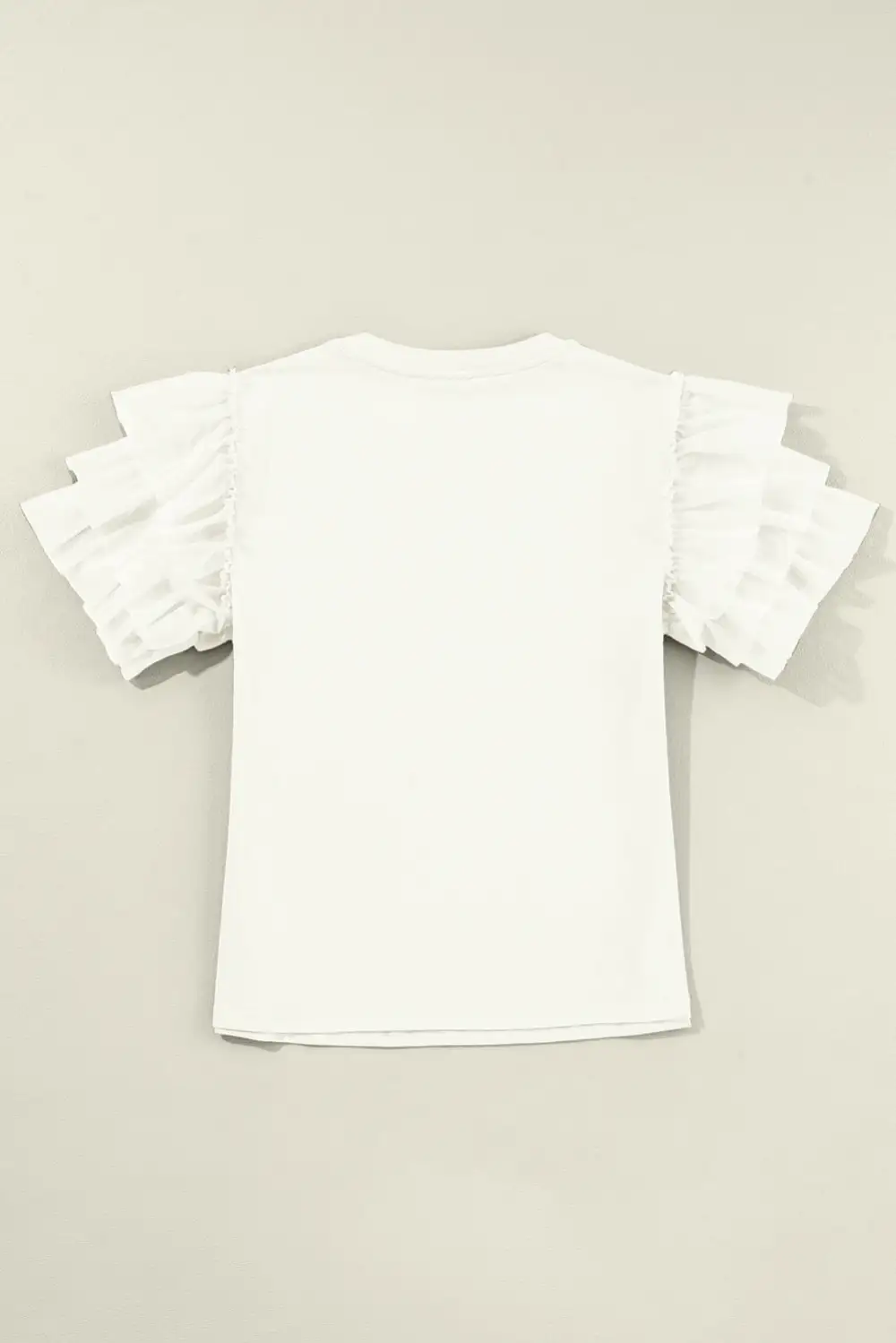White Tulle Ruffle Sleeve Blouse