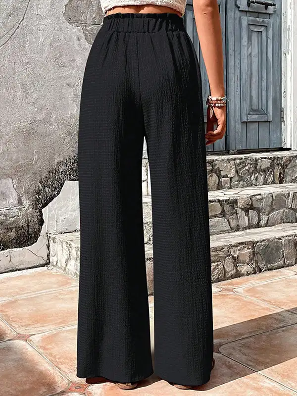 Women's Wide Leg Loose Fit Drawstring Patchwork Pants