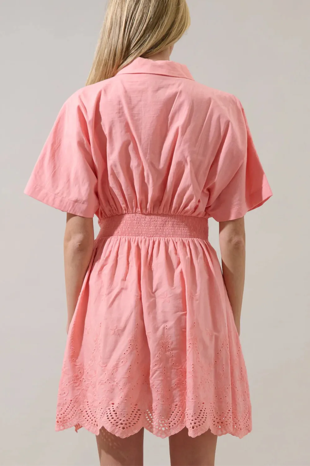 Collared Eyelet Mini Dress
