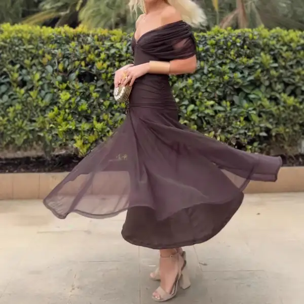 Women's V-Neck Chiffon Cape Bridal Dress