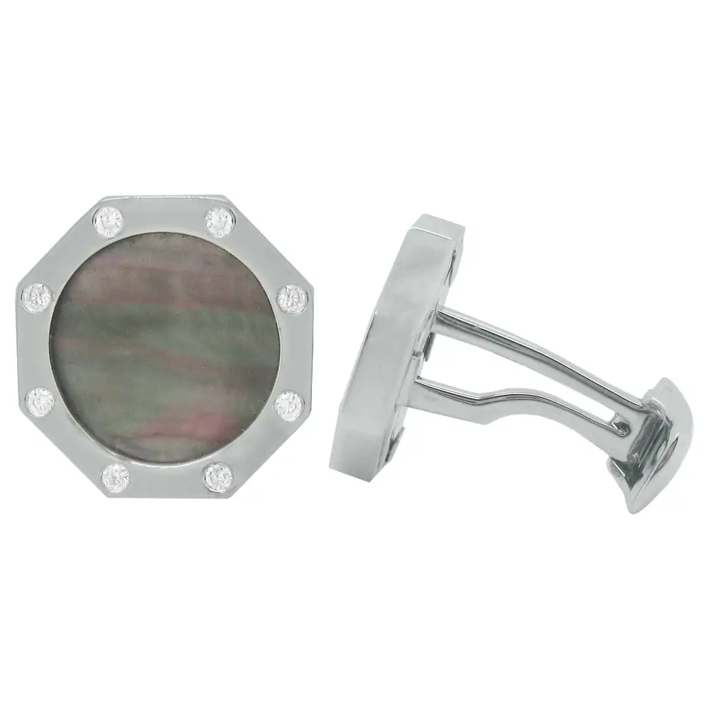 Subtle Diamond Mother Of Pearl Cufflinks