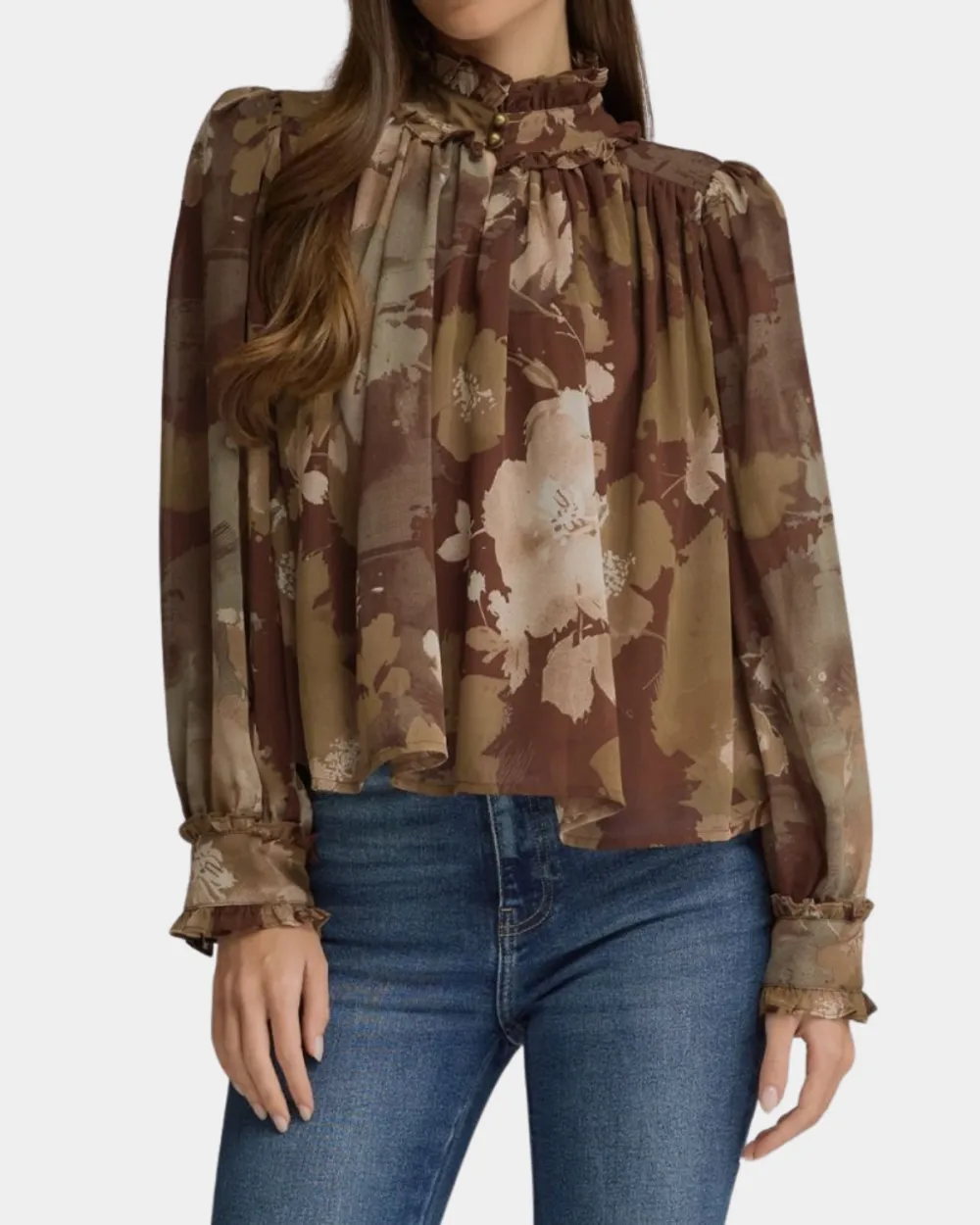 Ruffle Collar Floral Top