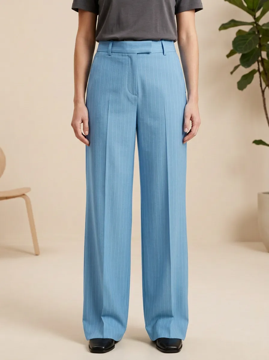 Understated Pinstripe High Rise Wide Leg Pants