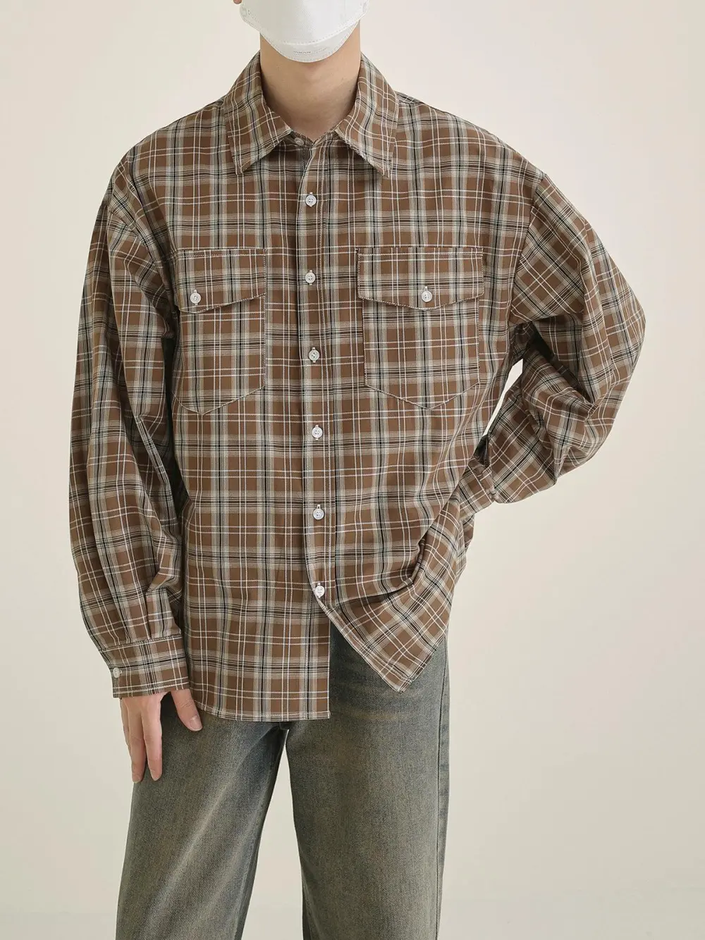 Buttoned Pocket Plaid Shirt