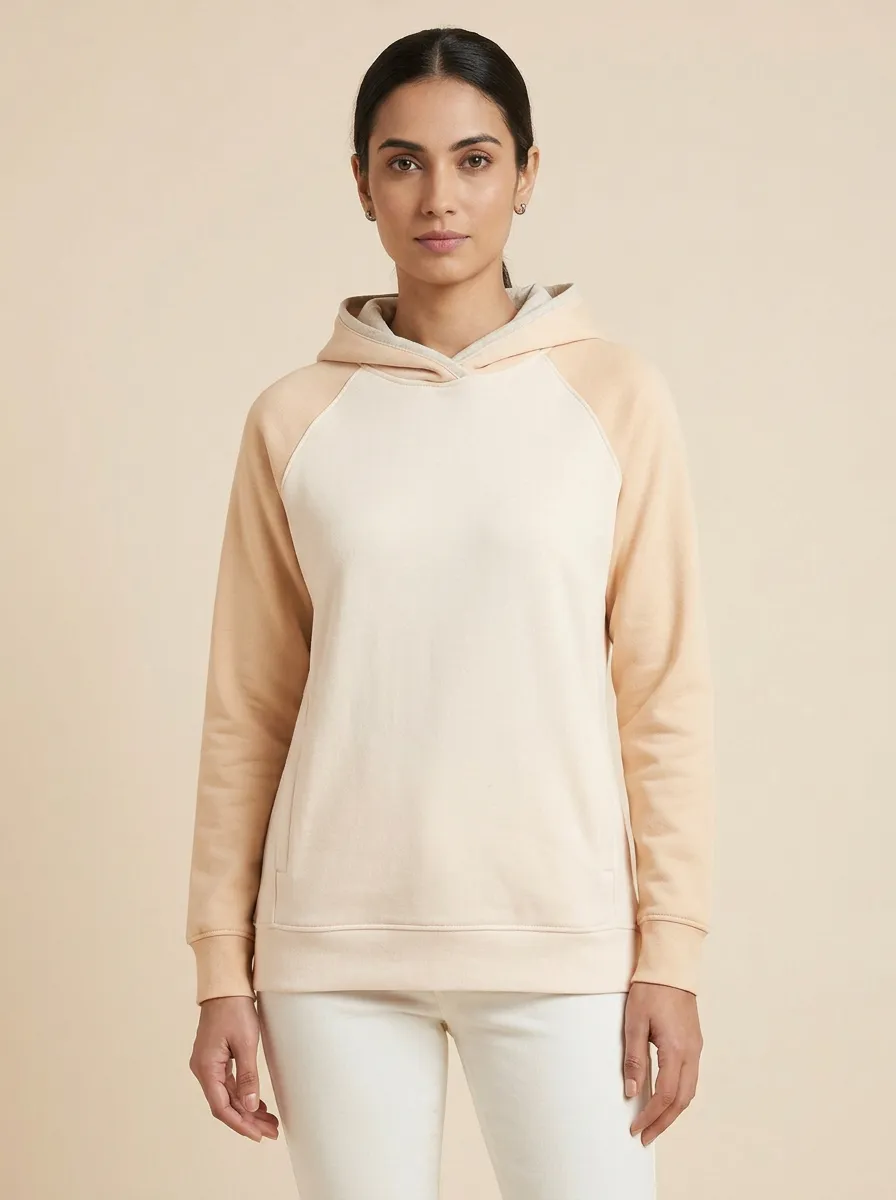 Women's Raglan Colorblock Kangaroo-Pocket Pullover Hoodie