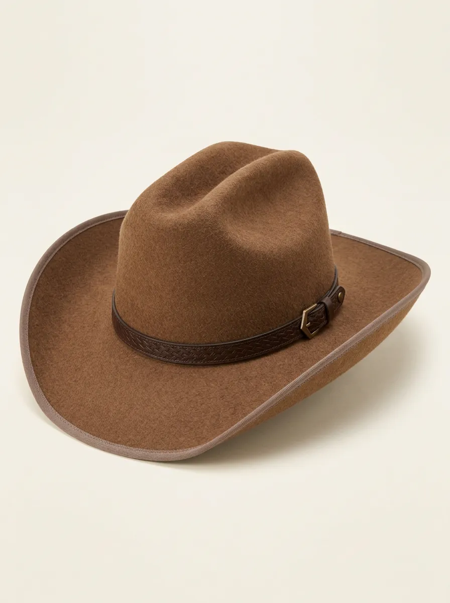 Brown Cowboy Hat with Buckle Detail Styling