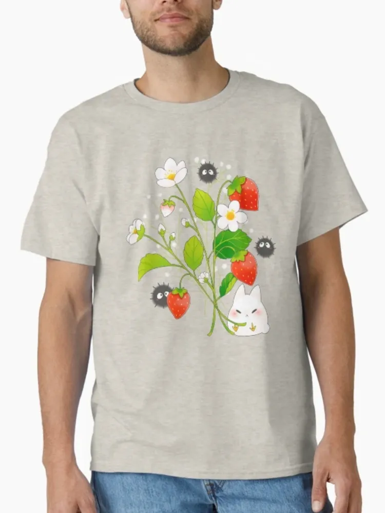 Women's Stylish Cute Strawberry Print Crew Neck Short-Sleeve T-Shirt