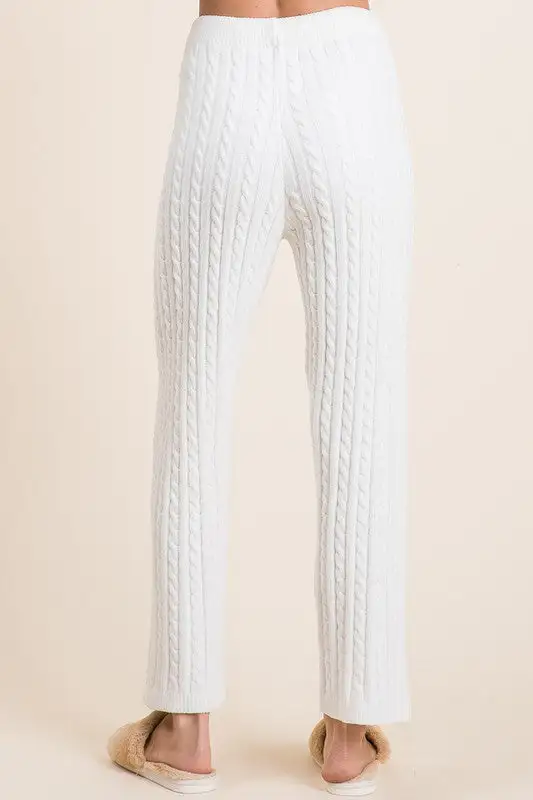 Cable Knit High Waist Sweater Pants
