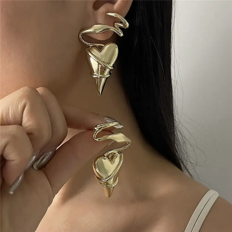 Refined Geometric Heart Earrings