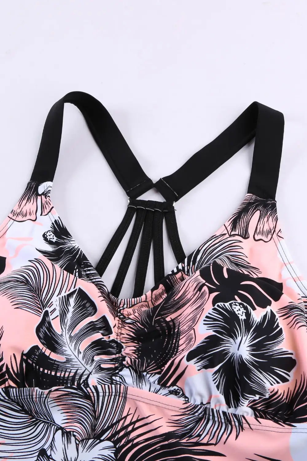 Swimwear Floral Printed Strappy Racerback Tankini Swim Top