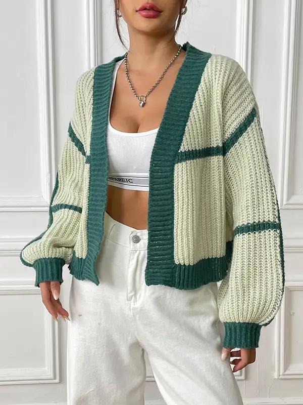 Women's Colorblock Long-Sleeve Relaxed Cardigan