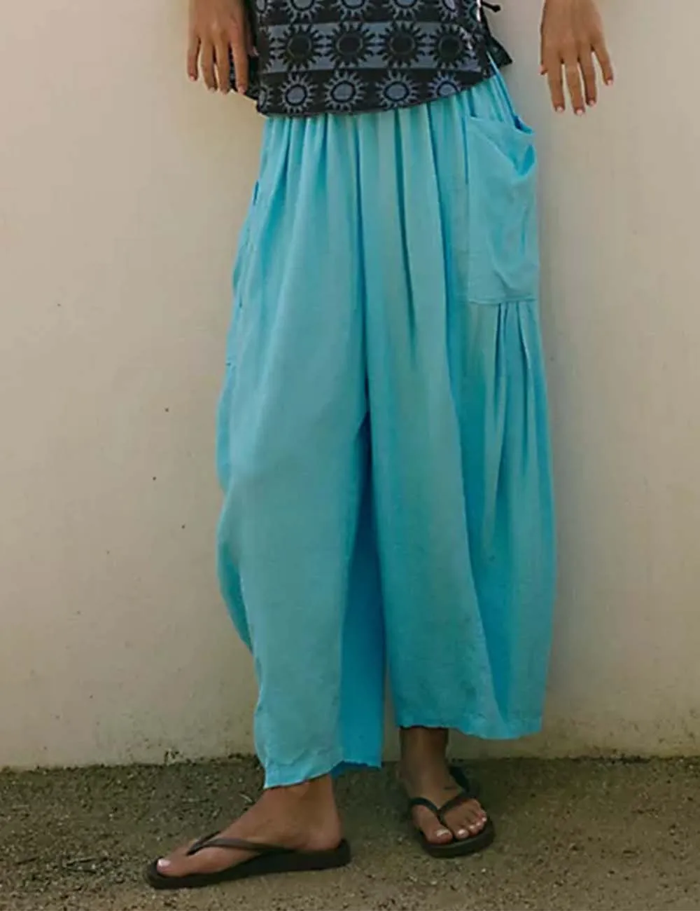 Elastic Waist String Tie Pocket Cozy Pants