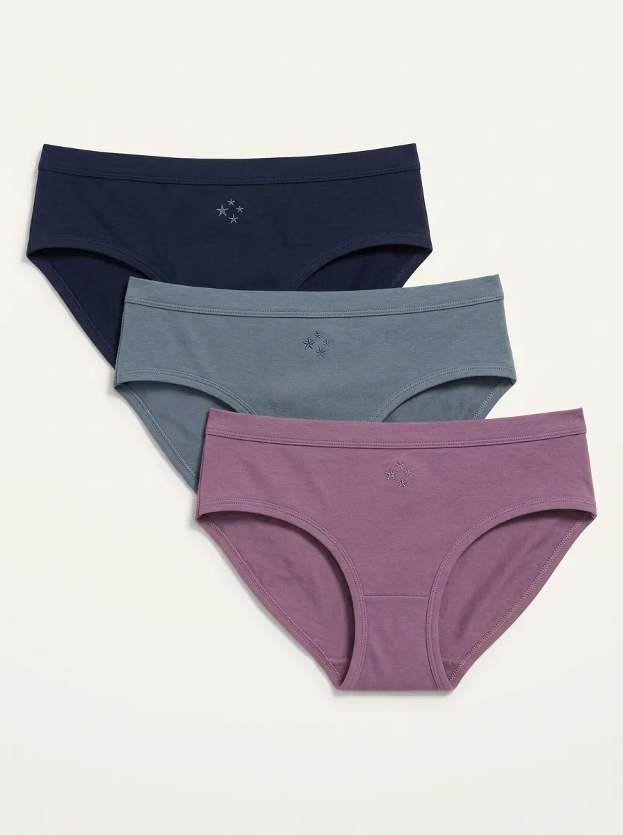 Women's Mid-Rise Star Embroidered Bikini Brief Set