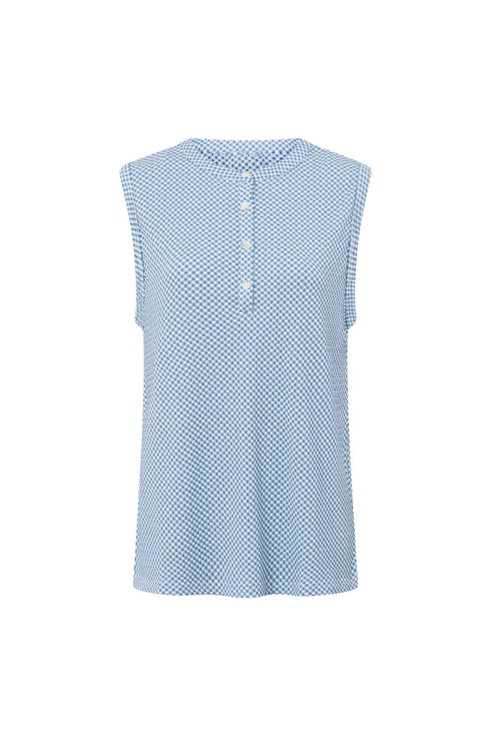 Sleeveless Gingham Button Up Tunic