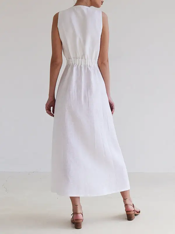 Joint Sleeveless Neck Maxi Dress