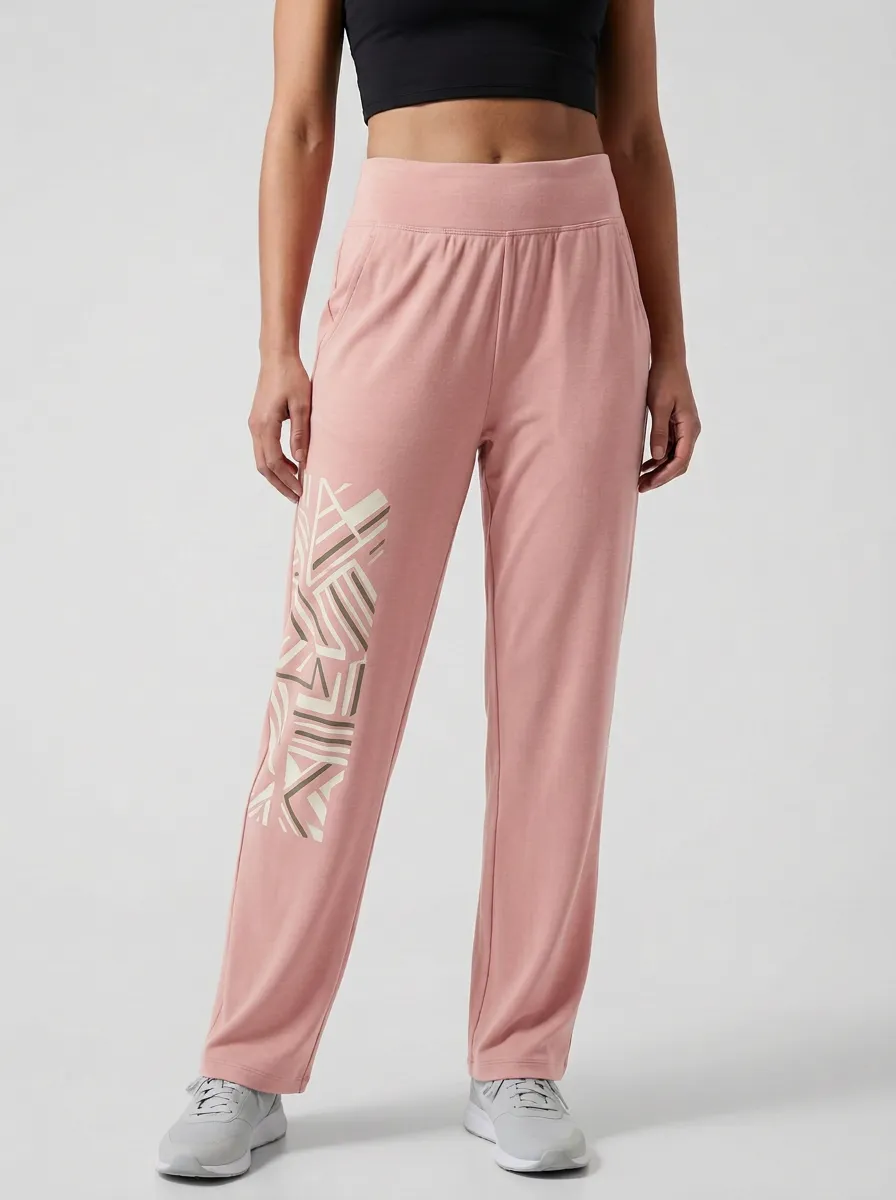 Women's Charcoal Graphic Print Straight-Leg Joggers