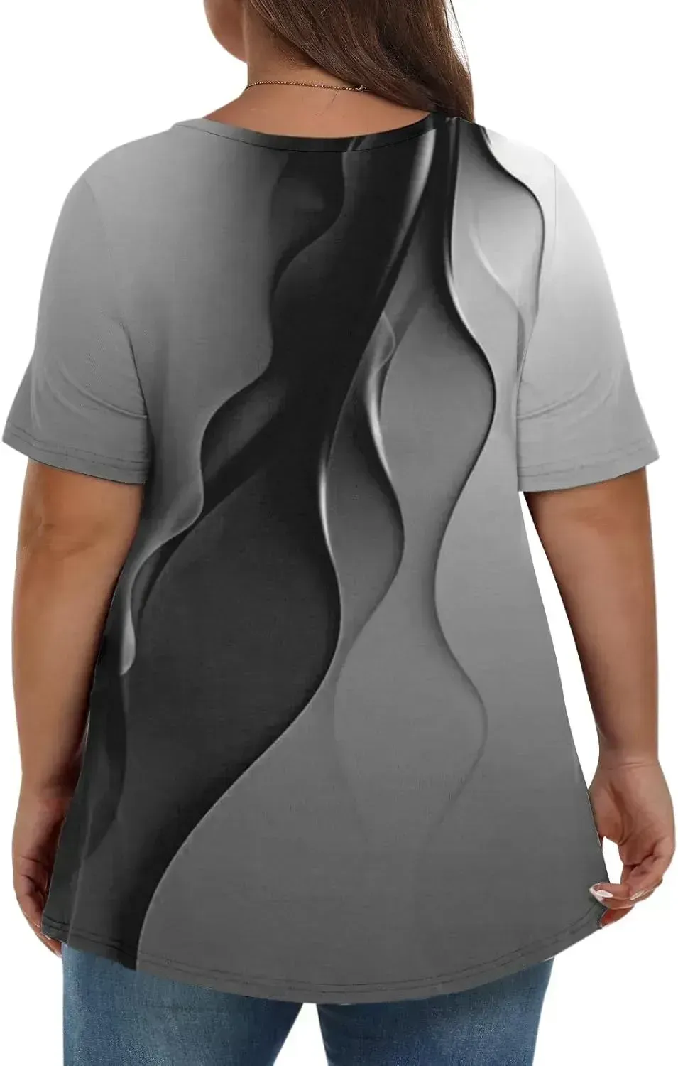 Plus Size Tops for Women Dressy Short Sleeve V Neck Shirts for Women Summer Tops for Women 2024 Floral Print Top