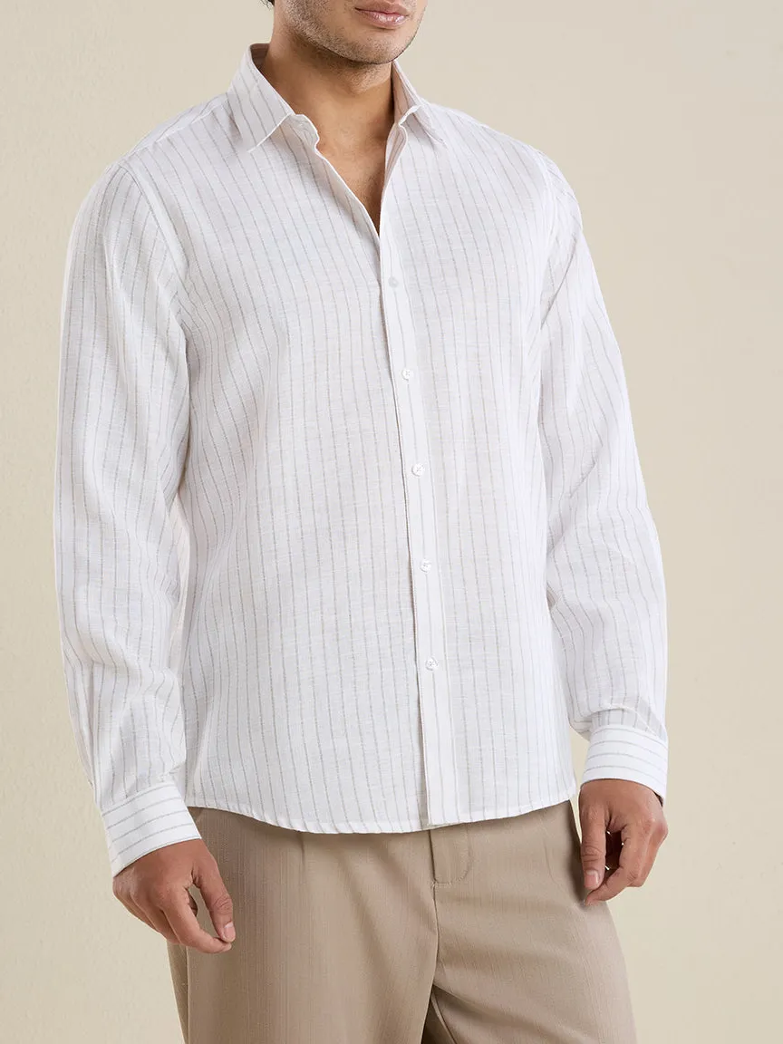 Pinstripe Striped Slim Fit Men's Formal Shirt