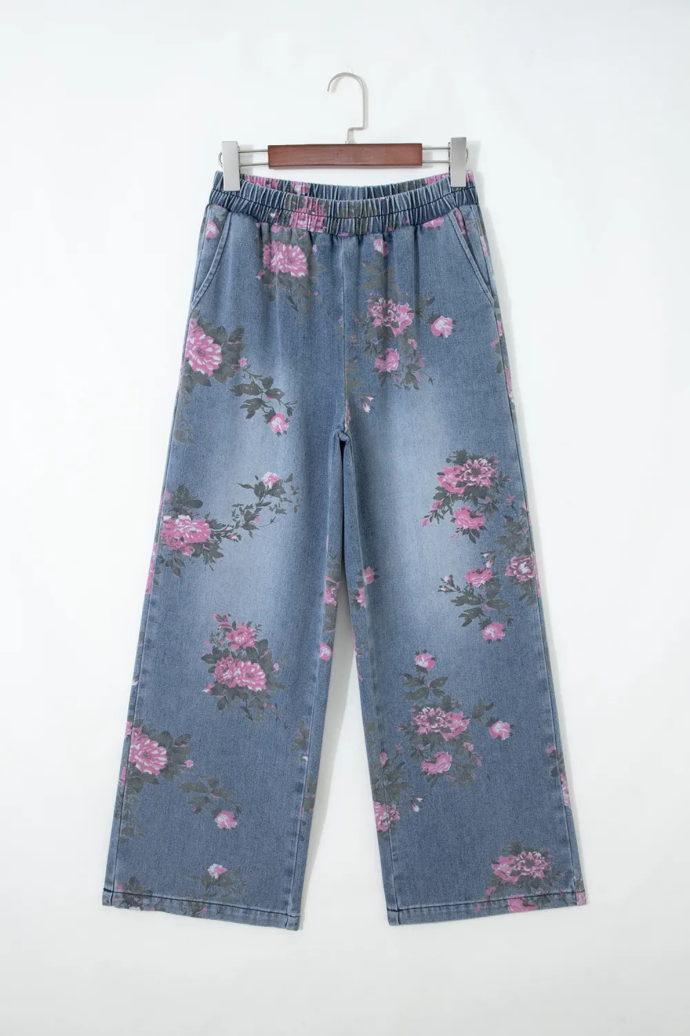 Light Blue Floral Pull On Jeans