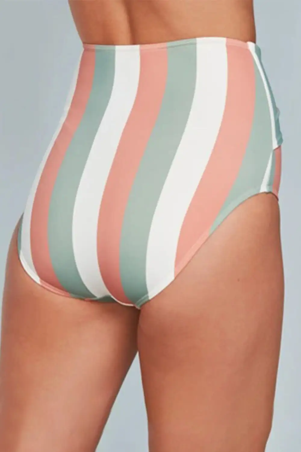 Swimwear Black Polka/Red Plaid/Multicolor Stripes Dot Print Front Tie High Waist Bikini Bottoms