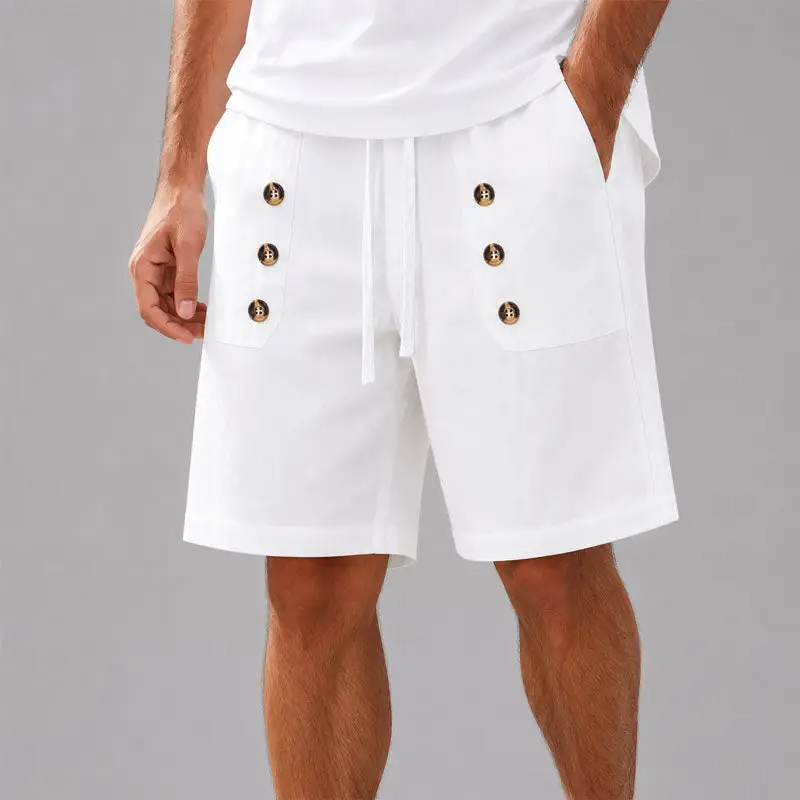 Men's Button Detail Drawstring Shorts