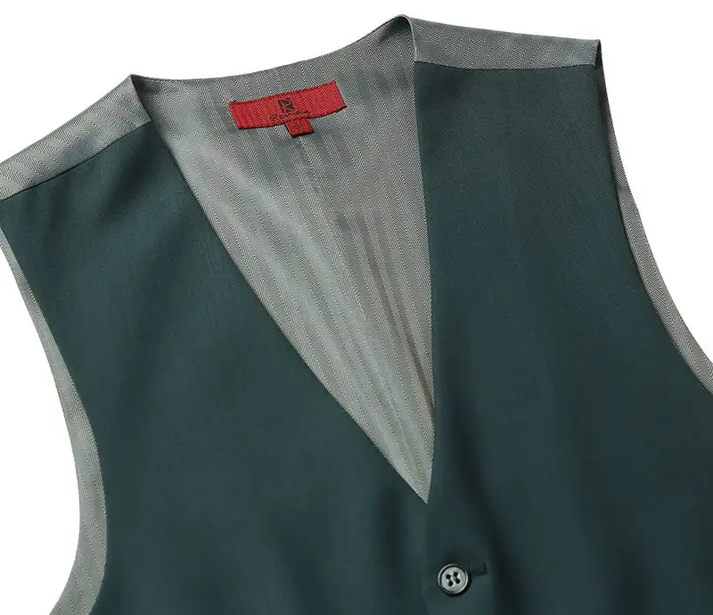 Green Regular Fit Five Button Dress Vest