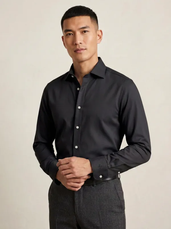 Men's Non-Iron Cotton Compass Logo Printed Dress Shirt